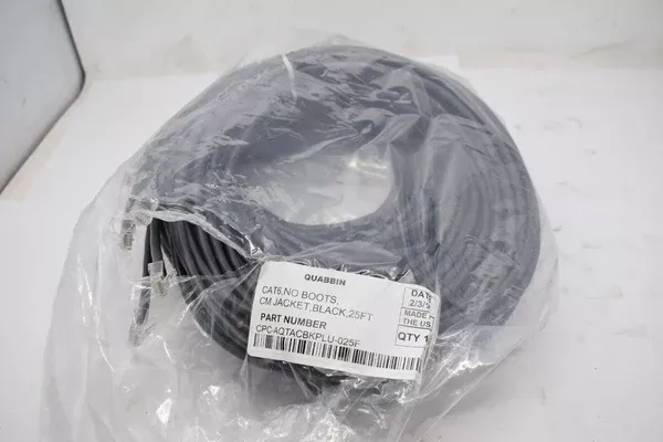 (10) NEW Quabbin CPC-AQTACBKPLU-025F Cat6 Cable 25ft, No Boots, CM Jacket