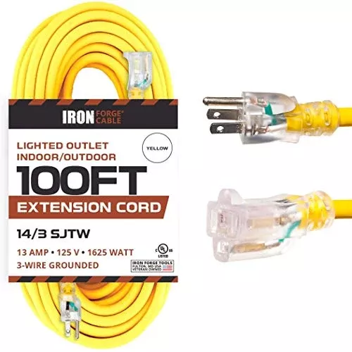 100-foot-lighted-outdoor-extension-cord-14-gauge-yellow 100 Foot Lighted Outdoor Extension Cord - 14 Gauge- Yellow