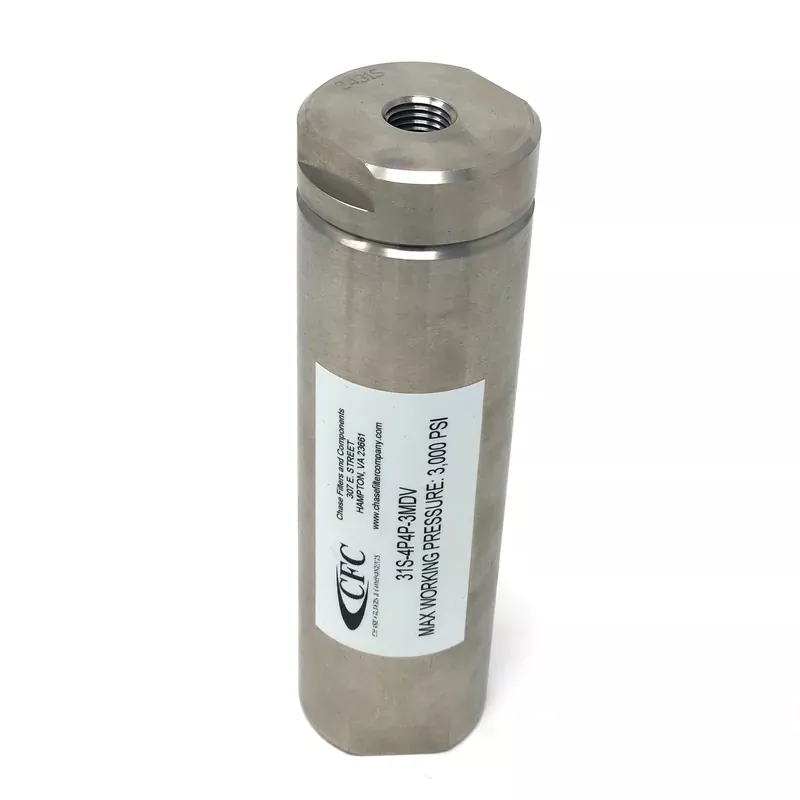 31S-8N8N-12MN : Chase High Pressure Inline Filter, 3000psi, 1/2″ NPT, 12 Micron, No Visual Indicator, No Bypass One Day Deal