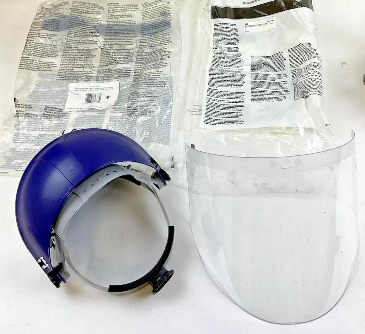 3m-82783-00000-h8a-ratchet-headgear-with-wp96-polycarbonate-face-shield-lot-3 3M 82783-00000 H8A RATCHET HEADGEAR WITH WP96 POLYCARBONATE FACE SHIELD LOT OF 3
