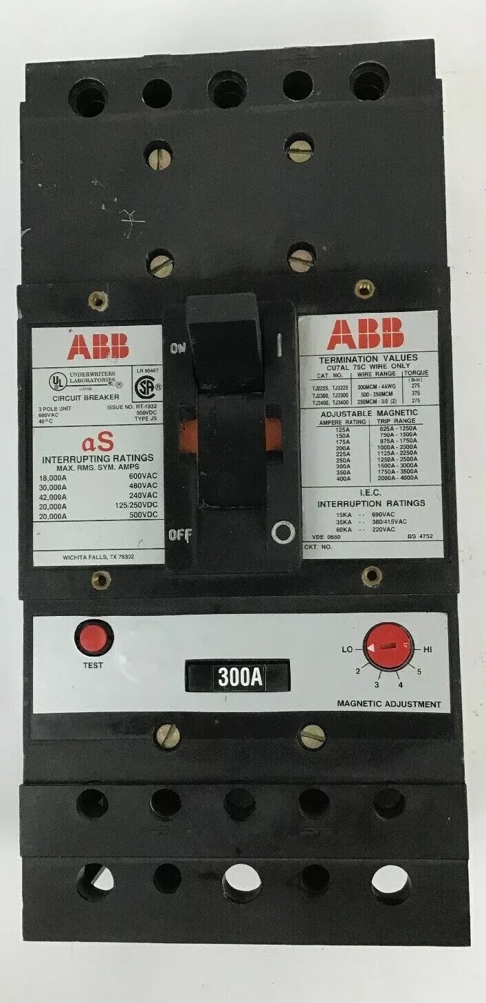 ABB UXAB 718530 R 999 300AMP CIRCUIT BREAKERTYPE JS 500VDC/480VAC