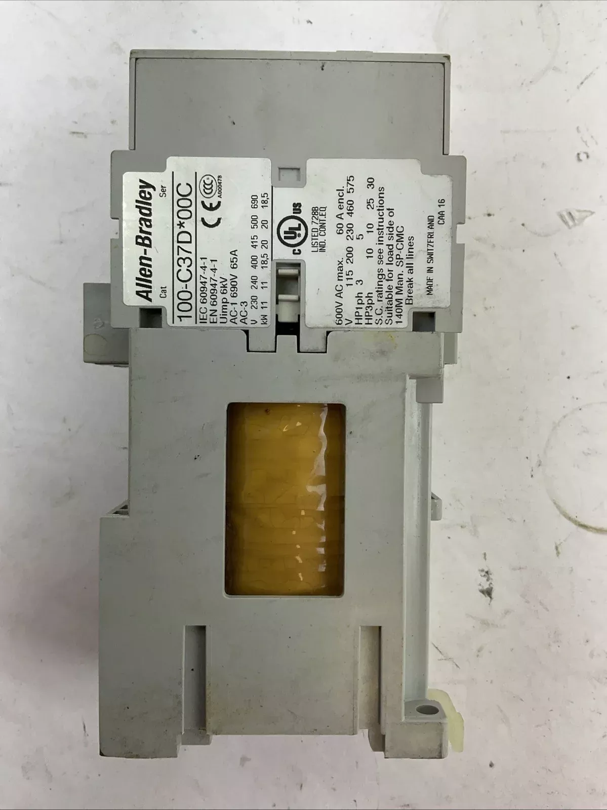 allen-bradley-100-c37d-00-ser-c-contactor-600vac-60a-3ph-30hp-24vdc-coil ALLEN BRADLEY 100-C37D*00 SER C CONTACTOR 600VAC 60A 3PH 30HP 24VDC COIL