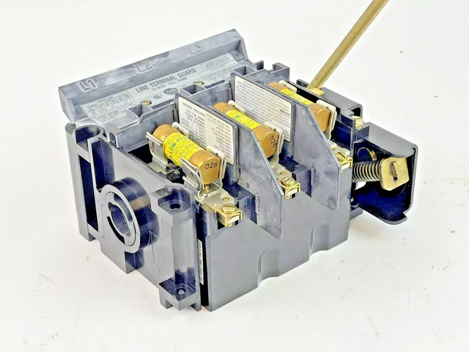 allen-bradley-1494v-ds30-ser-line-terminal-guard-w-3-buss-lpj-20sp-fuses ALLEN BRADLEY - 1494V-DS30 SER. A - LINE TERMINAL GUARD W/ 3 BUSS LPJ-20SP FUSES