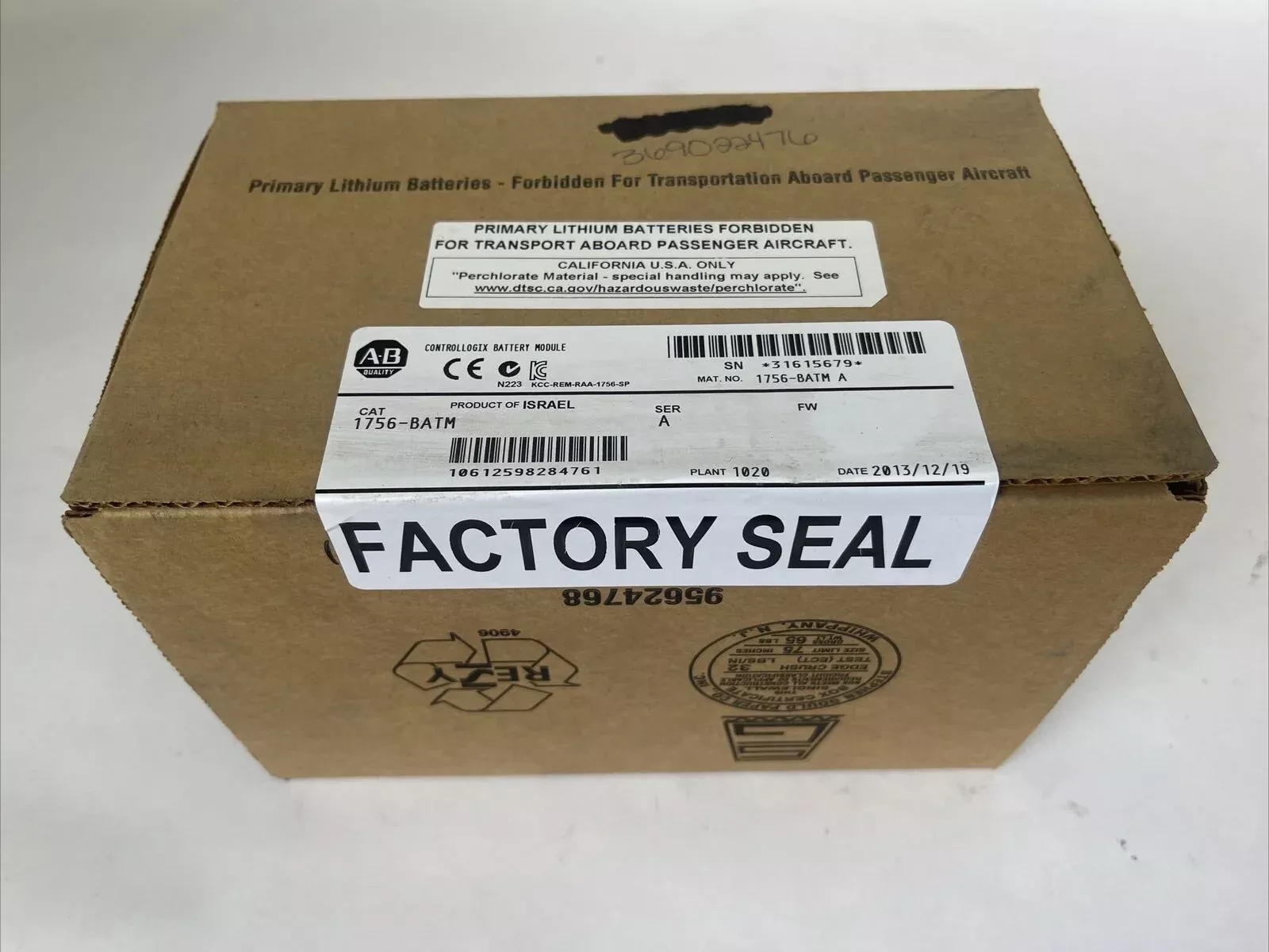 allen-bradley-1756-batm-controllogix-battery-module-ser ALLEN BRADLEY 1756-BATM CONTROLLOGIX BATTERY MODULE SER A