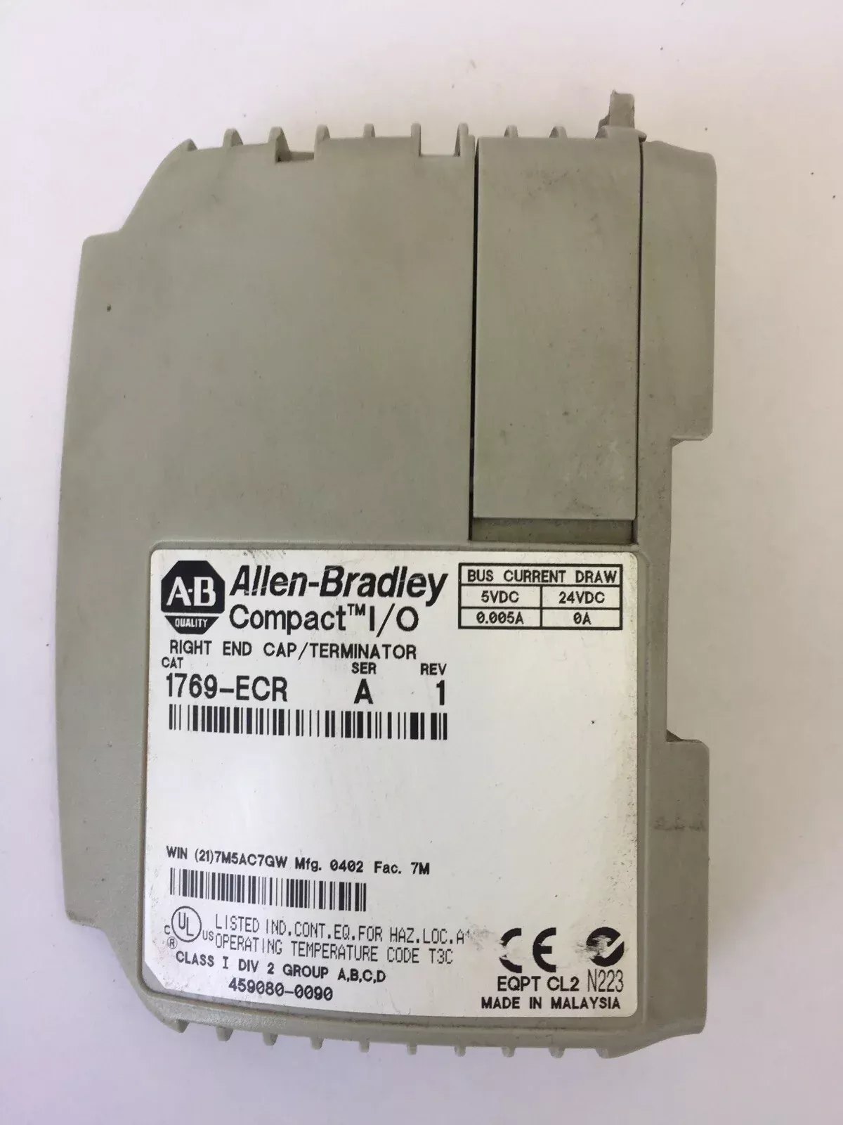 allen-bradley-1769-ecr-compact-i-o-ser-rev-1-right-end-cap-terminator ALLEN BRADLEY 1769-ECR COMPACT I/O SER A REV 1 RIGHT END CAP / TERMINATOR