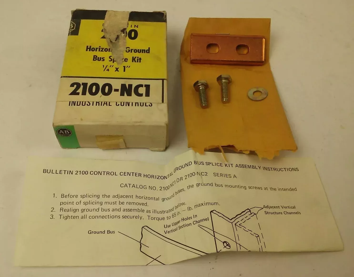 allen-bradley-2100-nc1-ser-c-horizontal-ground-bus-splice-kit-1-4-x-1-2100 ALLEN BRADLEY 2100-NC1 SER. C, HORIZONTAL GROUND BUS SPLICE KIT 1/4'' X 1'',2100