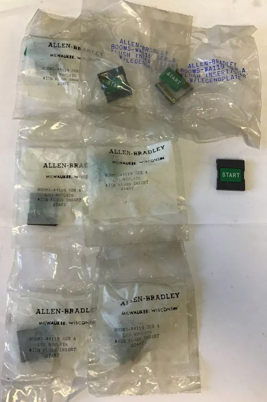 allen-bradley-800ms-wa119-legend-plate-start-ser-flush-mount-lotof8 ALLEN BRADLEY 800MS-WA119 LEGEND PLATE "START" SER.A FLUSH MOUNT ***LOTOF8***