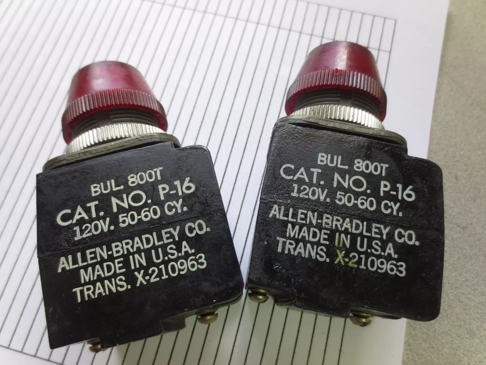 allen-bradley-800t-p-16-pilot-light-red-lens-old-style-lot-2 ALLEN-BRADLEY 800T P-16 - PILOT LIGHT - RED LENS - OLD STYLE - LOT of 2