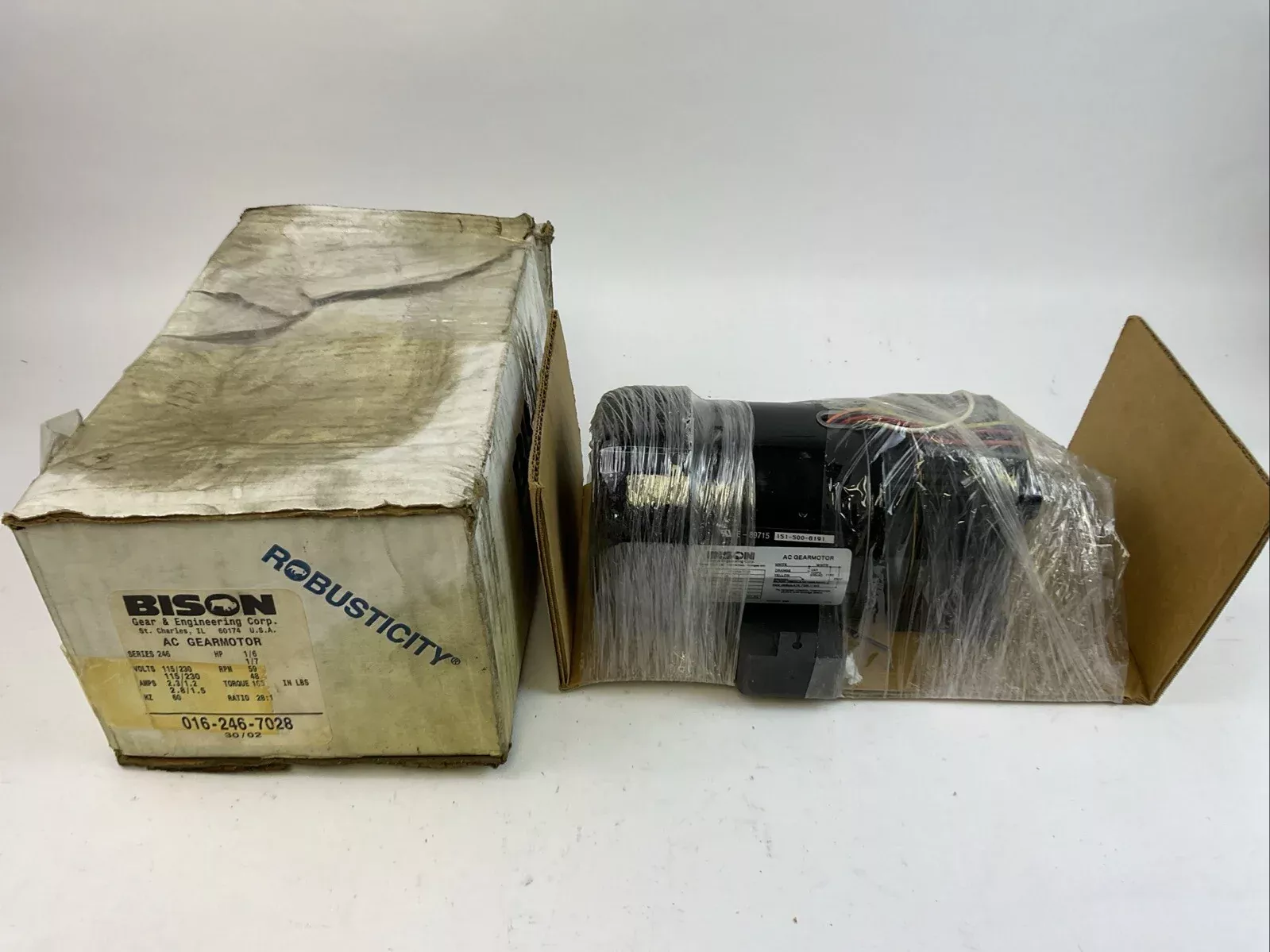 bison-016-246-7028-ac-gearmotor-1-6hp-115-230v-50-60hz-2-3-1-2amp-59-48-rpm-28-1 BISON 016-246-7028 AC GEARMOTOR 1/6HP 115/230V 50/60HZ 2.3/1.2AMP 59/48 RPM 28:1