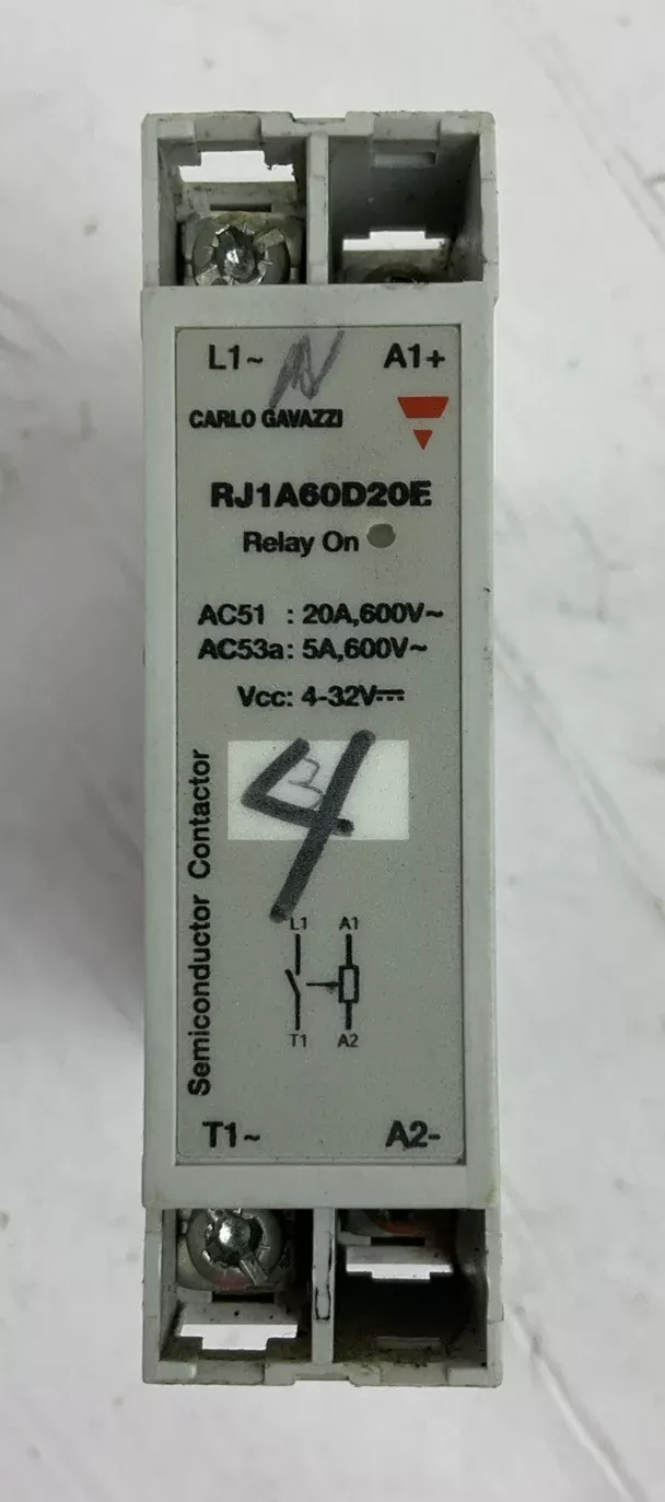 CARLO GAVAZZI RJ1A60D20E RELAY AC51: 20A 600VAC AC53a: 5A 600VAC Vcc: 4-32VDC