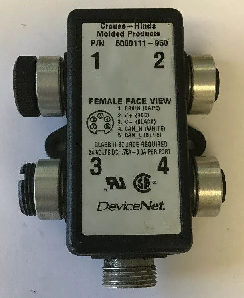 crouse-hinds-5000111-950-4-port-multibox-device-net-24vdc-75a-3-0a-per-port CROUSE HINDS 5000111-950 4 PORT MULTIBOX DEVICE NET. 24VDC/ .75A-3.0A PER PORT