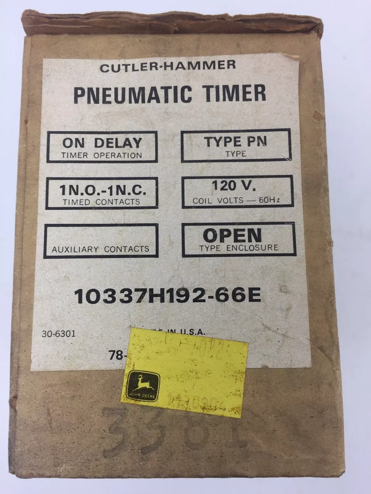 cutler-hammer-10337h192-66e-pneumatic-timer-coil-120v-60hz-type-pn CUTLER HAMMER 10337H192-66E PNEUMATIC TIMER COIL 120V 60HZ TYPE PN
