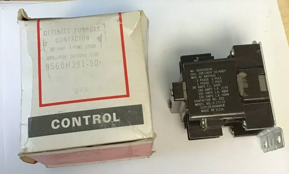 cutler-hammer-definite-purpose-contactor-9560h391b-30a-208-240c-50-60cy CUTLER HAMMER DEFINITE PURPOSE CONTACTOR 9560H391B 30A 208/240C 50/60CY