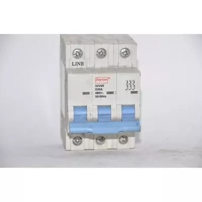 dayton-3p-iec-supplementary-protector-20a-480vac-5zvg0-d20a-50-60hz Dayton 3P IEC Supplementary Protector 20A 480VAC, 5ZVG0 D20A 50/60Hz