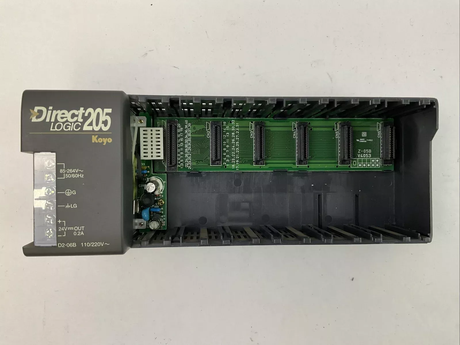DIRECT 205 LOGIC KOYO D2-06B POWER SUPPLY 110/220VAC 6 SLOT RACK OUTPUT 24VDC