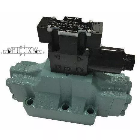 DSS-G06-C5-AR-D2-E23 : Nachi Solenoid Valve, 3P4W, D08, D08 (NG25), 158GPM, 4640psi, All Ports Blocked Neutral, 24 VDC, Wiring Box with Lights, Spring Centered