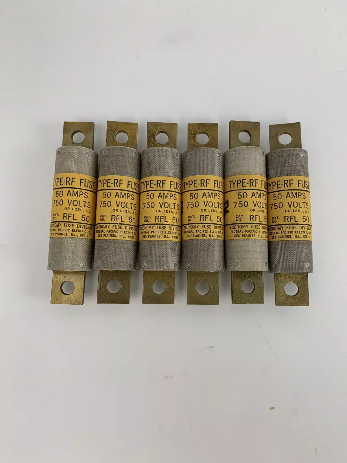 Economy Fuse RFL50 50A 750V Type-RF Fuse "Lot of 6"