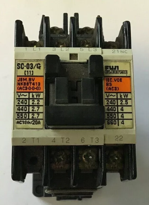 fuji-electric-contactor-sc-03-g-sc11ag200-600v-2-5hp-3-phase-11amp-24vdc Fuji Electric Contactor SC-03/G SC11AG200-600V 2-5HP 3 Phase 11AMP 24VDC