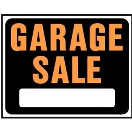 "Garage Sale" Sign, Hy-Glo Orange/ Black Plastic,15 x 19-In.