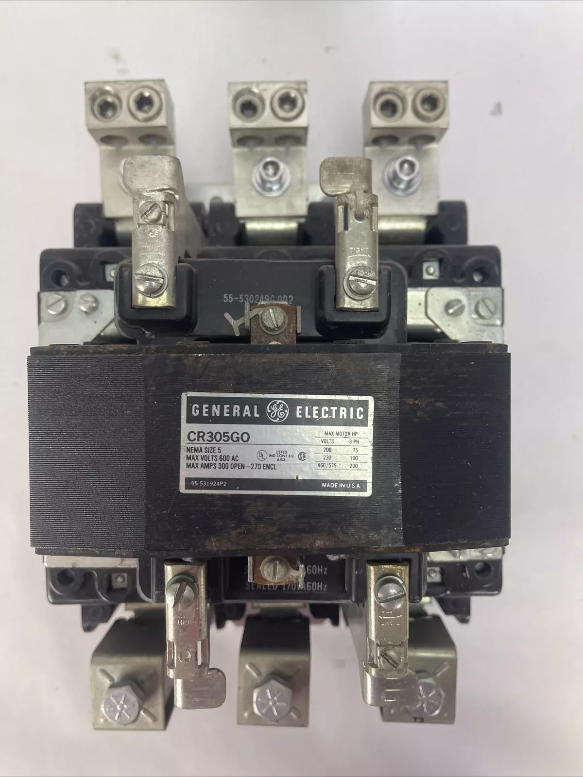 ge-cr305go-size-5-contactor-600vac-max-amp-300-open-270-encl-200hp-coil GE CR305GO SIZE 5 CONTACTOR 600VAC MAX AMP 300 OPEN - 270 ENCL. 200HP COIL