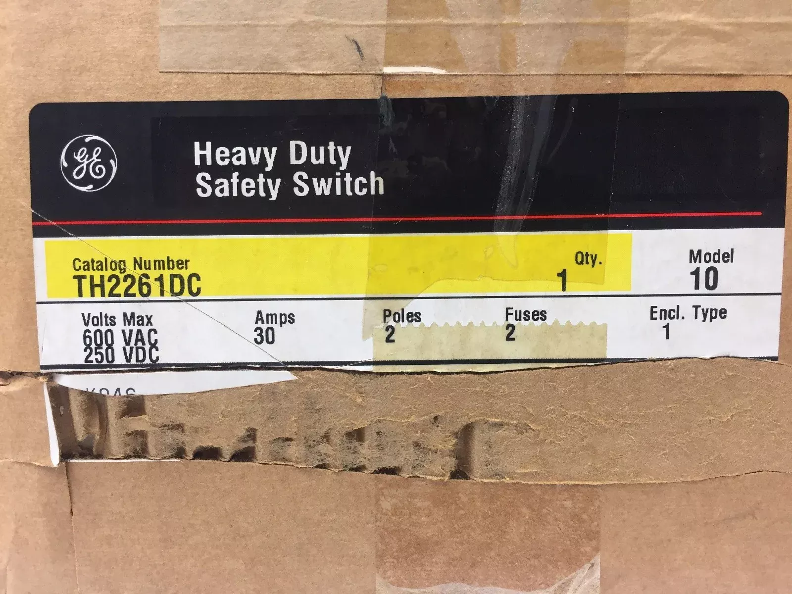 GE TH2261DC HEAVY DUTY SAFETY SWITCH 600 MAX VAC 250 MAX VDC 30 AMPS 2 POLES