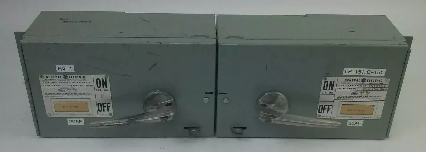 GE TYPE QMR QMR361L QMR361R TWIN FUSIBLE INTERRUPTER SWITCH 30A600V W/HARDWARE