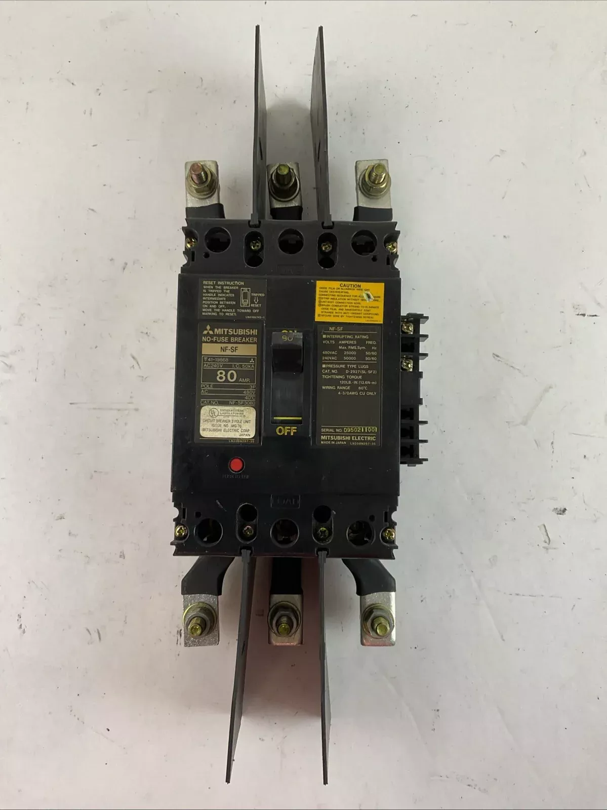 mitsubishi-nf-nf3080-no-fuse-breaker-480vac-80amp-3pole MITSUBISHI NF-NF3080 NO-FUSE BREAKER 480VAC 80AMP 3POLE