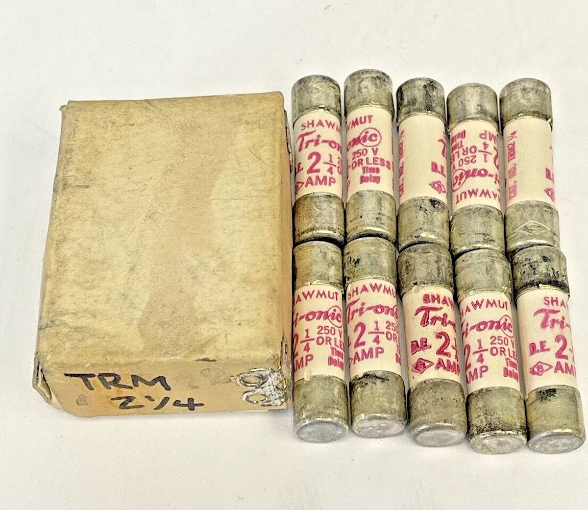 shawmut-box-10-trm2-1-4-2-25-amp-250-vac-time-delay-fuses SHAWMUT - *BOX OF 10* - TRM2 1/4 - 2.25 AMP, 250 VAC - TIME-DELAY FUSES