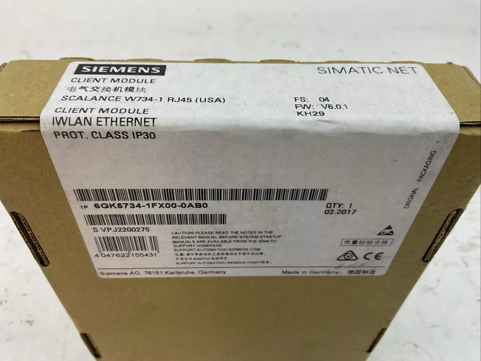 siemens-1p-6gk5734-1fx00-0ab0-simatic-net-client-module-fw-v6-01 SIEMENS 1P 6GK5734-1FX00-0AB0 SIMATIC NET CLIENT MODULE FW: V6.01