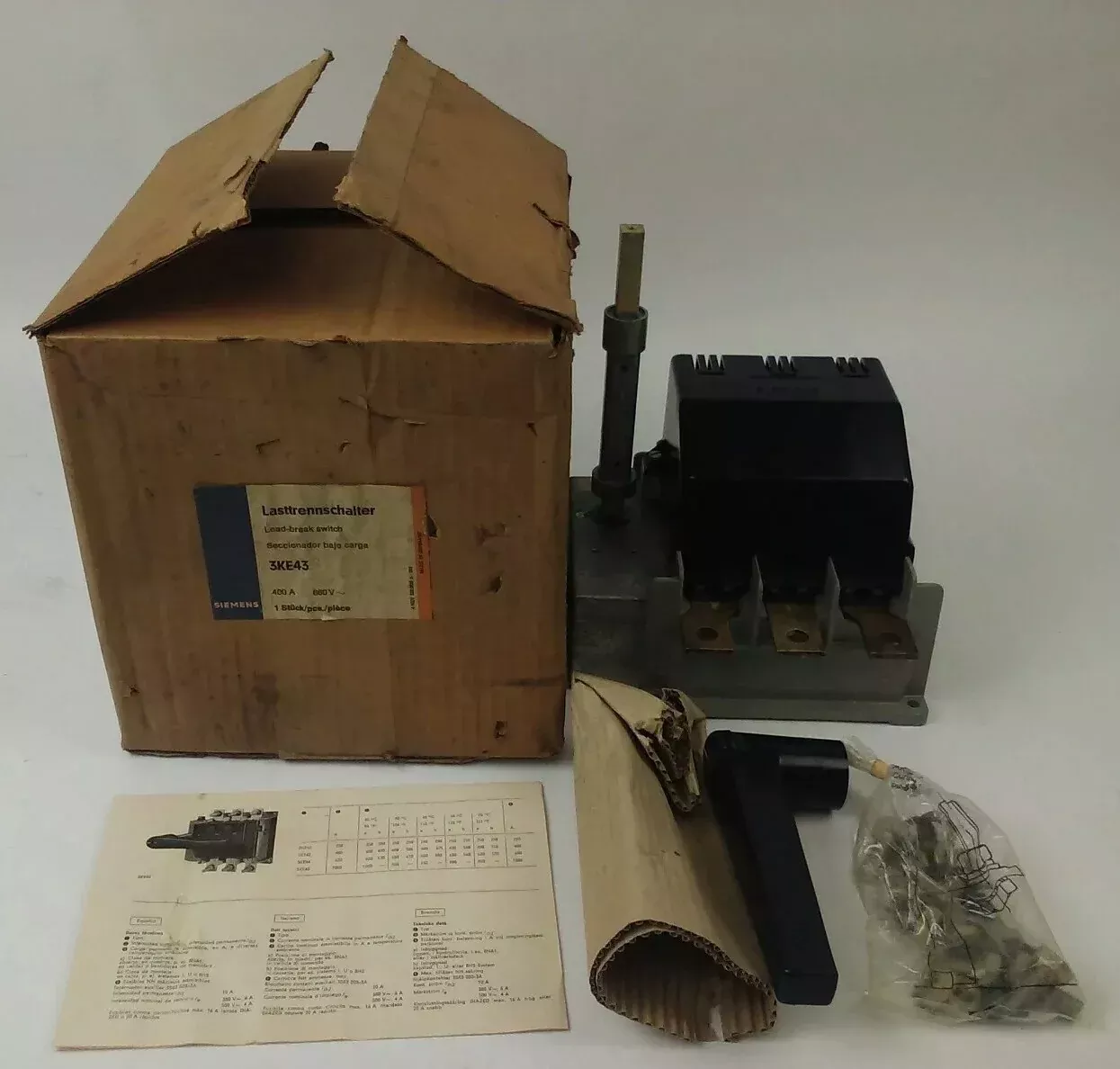 siemens-3ke43-load-break-switch-660vac-400a-vde-0660-3kx2210 SIEMENS 3KE43 LOAD BREAK SWITCH 660VAC 400A VDE 0660 3KX2210
