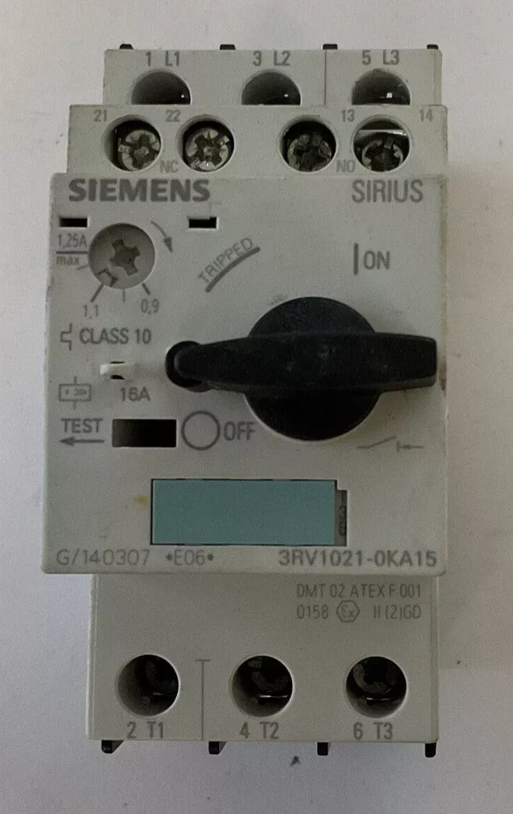 siemens-3rv1021-0ka15-motor-starter-50-60hz-600v-1-25-0-9a-6kv-16a SIEMENS 3RV1021-0KA15 MOTOR STARTER 50/60HZ 600V 1.25-0.9A 6KV 16A