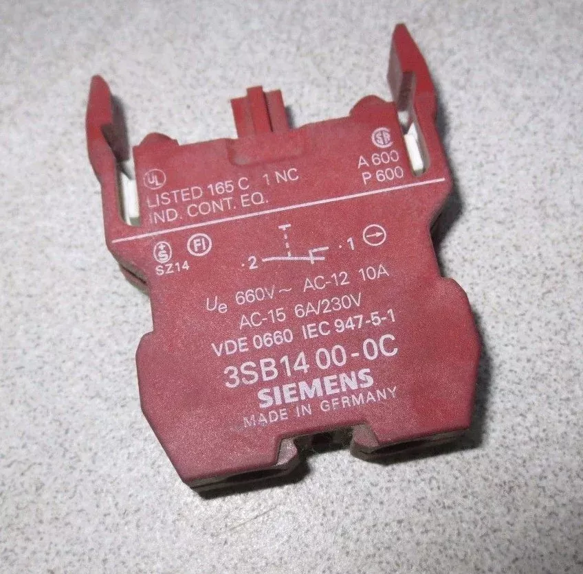 siemens-3sb1400-0c-push-button-contact-block-used SIEMENS 3SB1400-0C PUSH BUTTON CONTACT BLOCK - USED