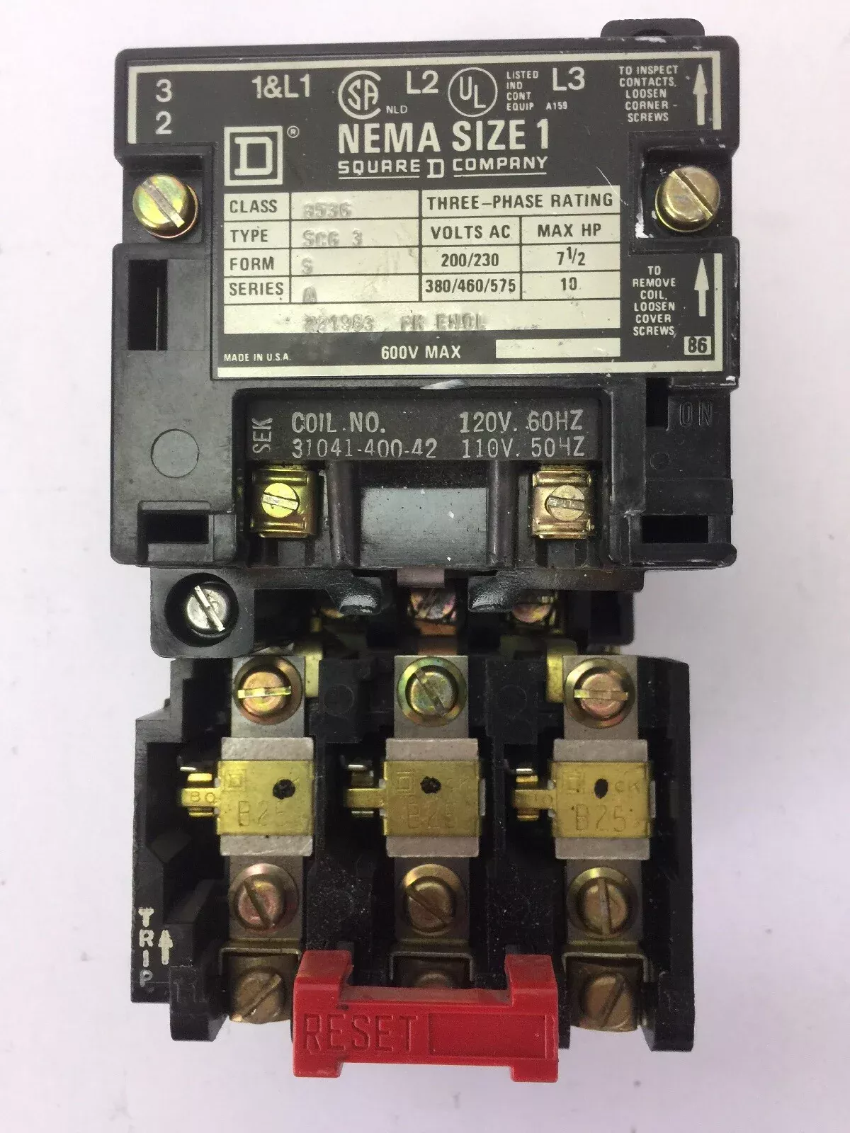 square-d-8536-sbg2-size-0-starter-600vac-5hp-31041-400-42-coil-120-110v-60-50hz SQUARE D 8536 SBG2 SIZE 0 STARTER 600VAC 5HP 31041-400-42 COIL 120/110V 60/50HZ