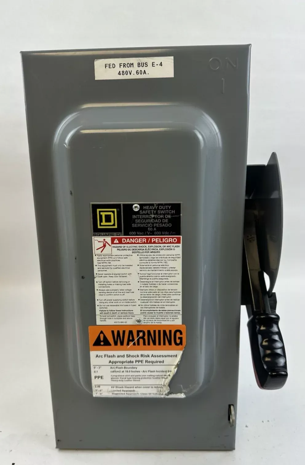 SQUARE D H362 HEAVY DUTY SAFETY SWITCH 600 VOLT 60 AMP