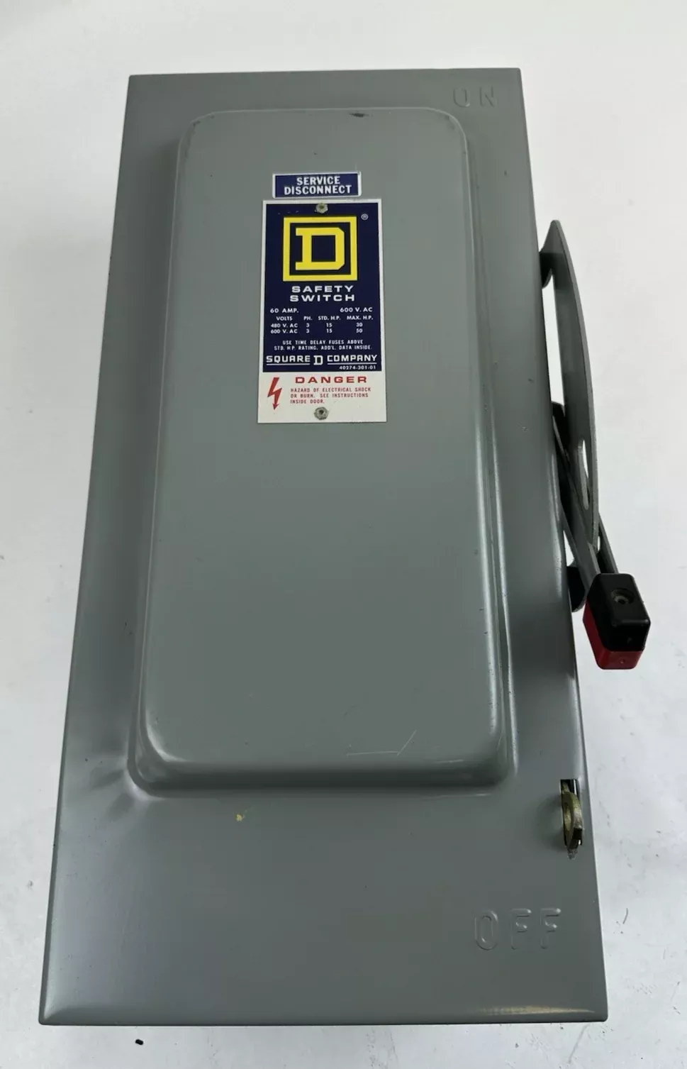 square-d-h362-series-e1-3-phase-fusible-disconnect-safety-switch-60a-600v SQUARE D H362 SERIES E1 3 PHASE FUSIBLE DISCONNECT SAFETY SWITCH 60A 600V