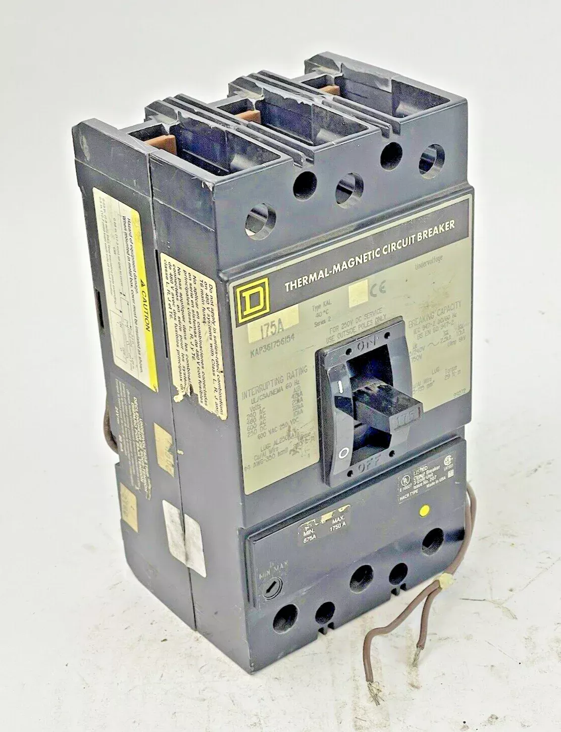square-d-kap361756154-magnetic-circuit-breaker-175-amp-3-pole-600-vac SQUARE D - KAP361756154 - MAGNETIC CIRCUIT BREAKER - 175 AMP, 3 POLE, 600 VAC