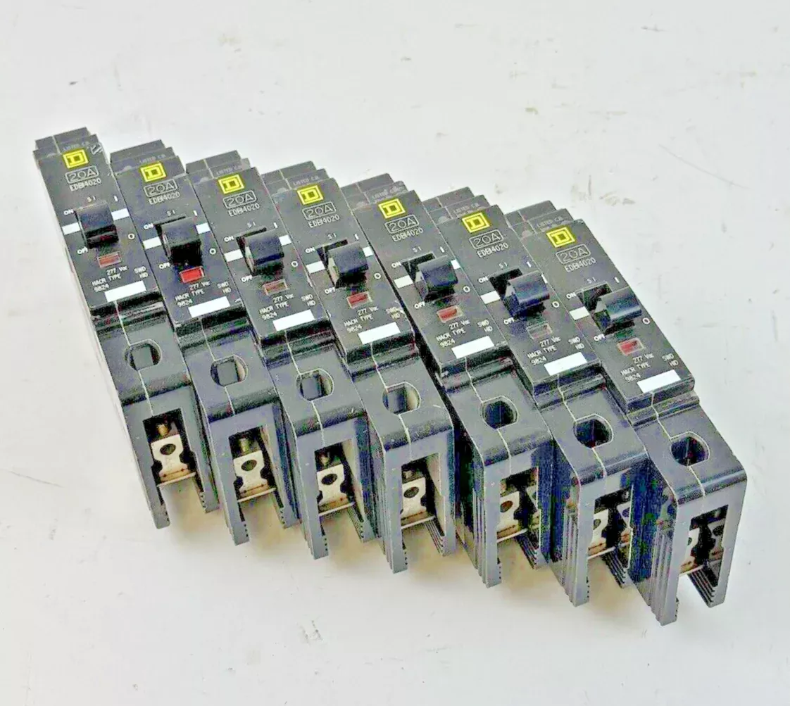 square-d-lot-7-edb14020-20a-1-pole-277-vac-bolt-on-type-hacr-new SQUARE D **LOT OF 7** - EDB14020 - 20A/1 POLE/277 VAC/BOLT ON/TYPE HACR - NEW