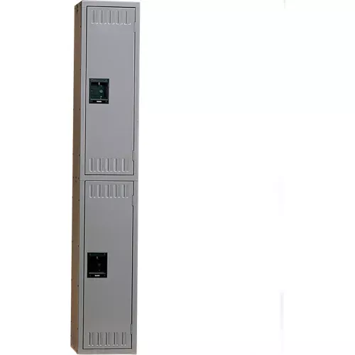 Tennsco 2-Tier 2 Door Locker, 12"W x 12"D x 72"H, Medium Gray, Assembled