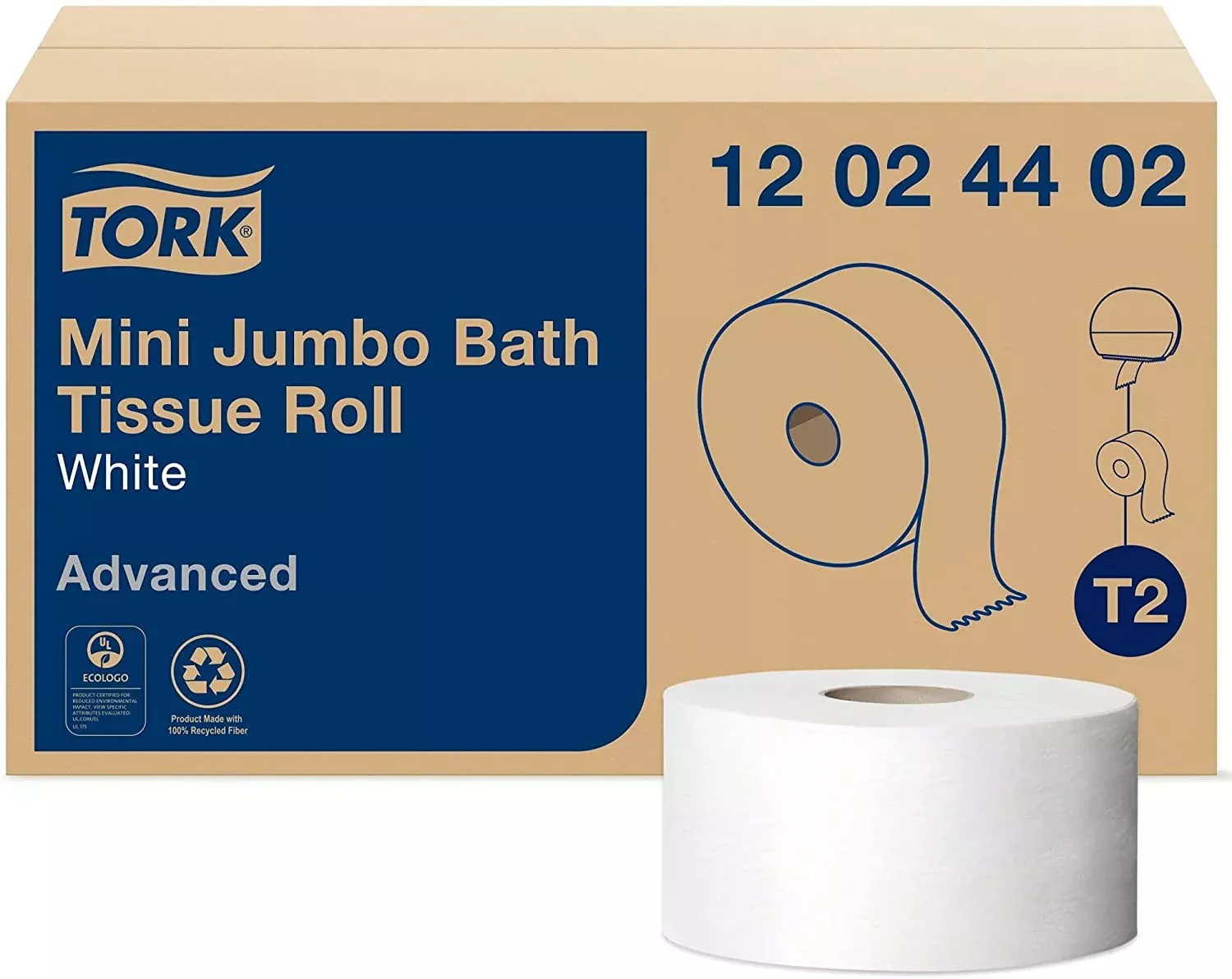 tork-12024402-mini-jumbo-roll-bath-tissue-septic-safe-white-2-ply-751-ft-rolls-1 Tork 12024402 Mini-Jumbo Roll Bath Tissue, Septic Safe, White, 2-Ply, 751 ft. Rolls, 12 Rolls/Case