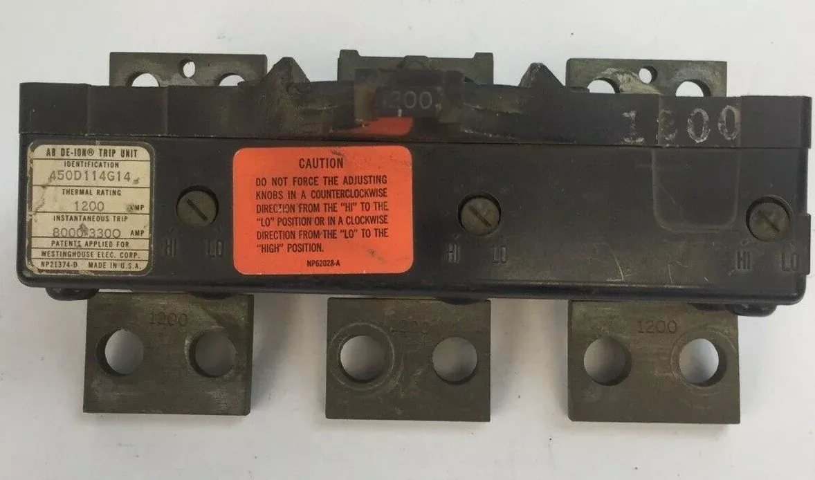 westinghouse-450d114g14-ab-de-ion-trip-unit-3pole-1200amp WESTINGHOUSE 450D114G14 AB DE-ION TRIP UNIT 3POLE 1200AMP