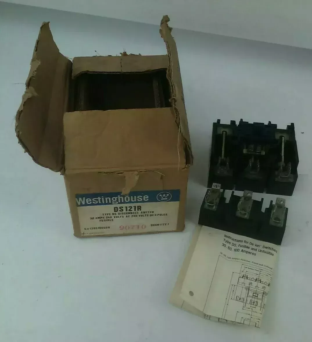 westinghouse-ds121r-type-ds-fusible-disconnect-switch-30a-240vac-250vdc-3p WESTINGHOUSE DS121R TYPE DS FUSIBLE DISCONNECT SWITCH 30A 240VAC/250VDC 3P