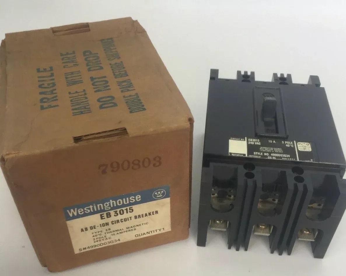 WESTINGHOUSE EB3015 AB DE-ION CIRCUIT BREAKER 15A 240VAC 3 POLE 4990D03G34