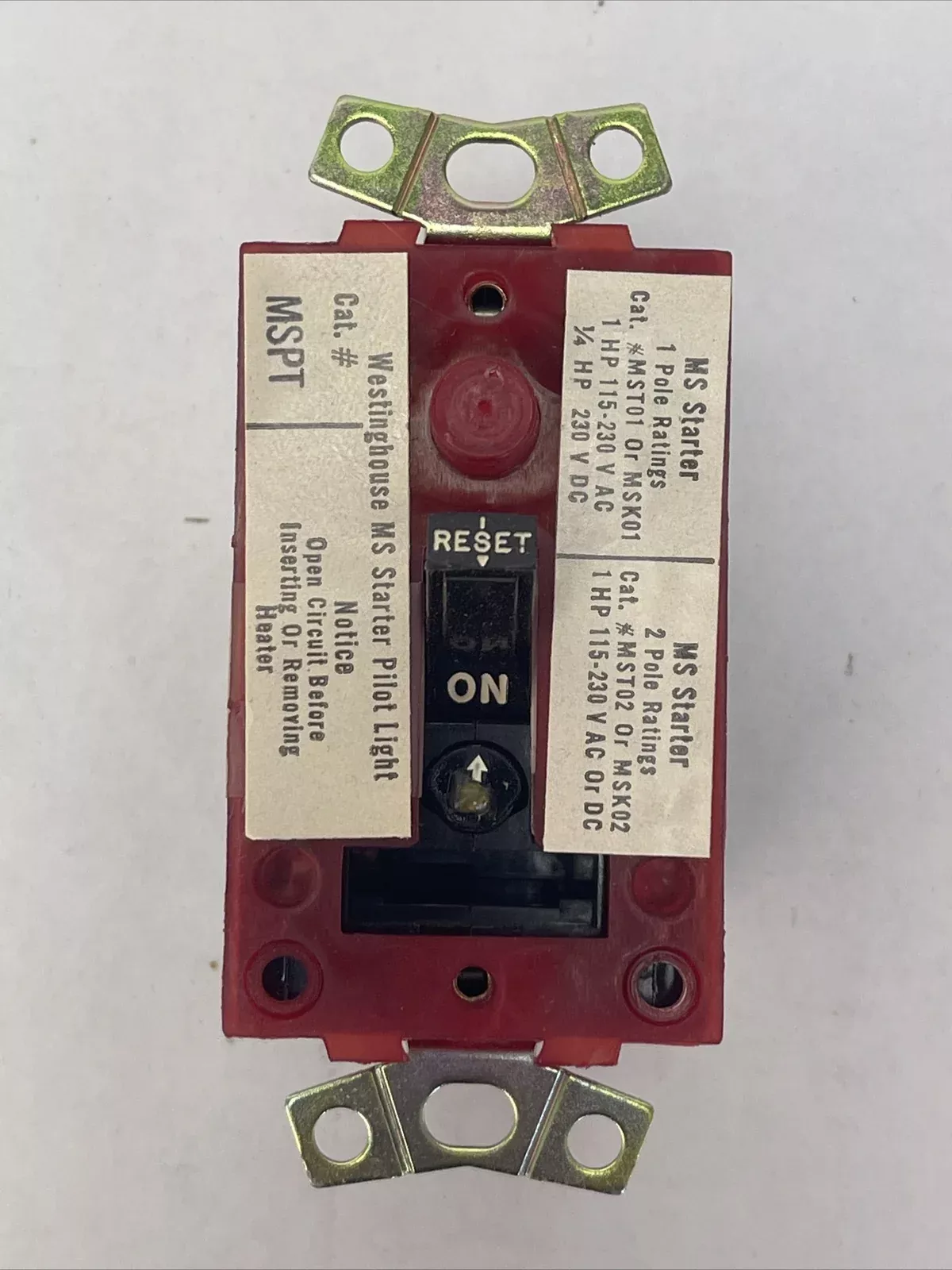 westinghouse-mst02-manual-starter-switch-1hp-115-230v-mspt-red-pilot-light WESTINGHOUSE MST02 MANUAL STARTER SWITCH 1HP 115-230V MSPT RED PILOT LIGHT