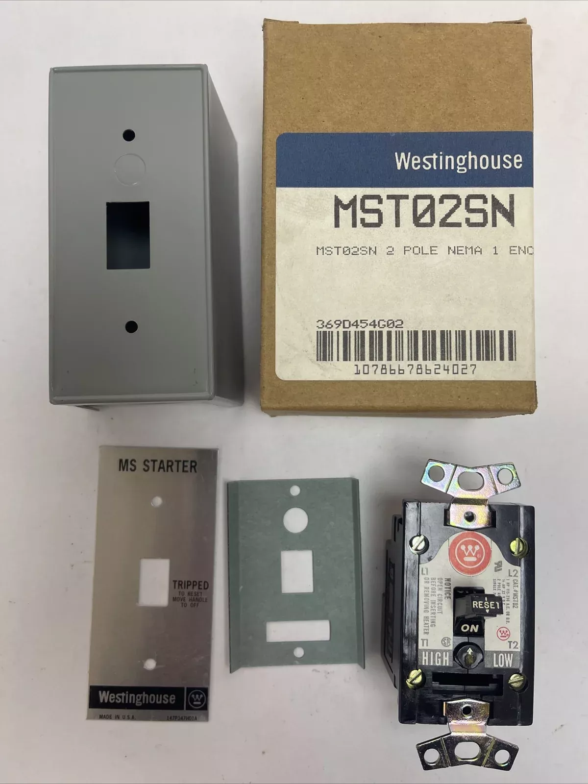 WESTINGHOUSE MST02SN MANUAL STARTER SWITCH 2 POLE NEMA 1 ENCLOSURE 1HP 115-230V