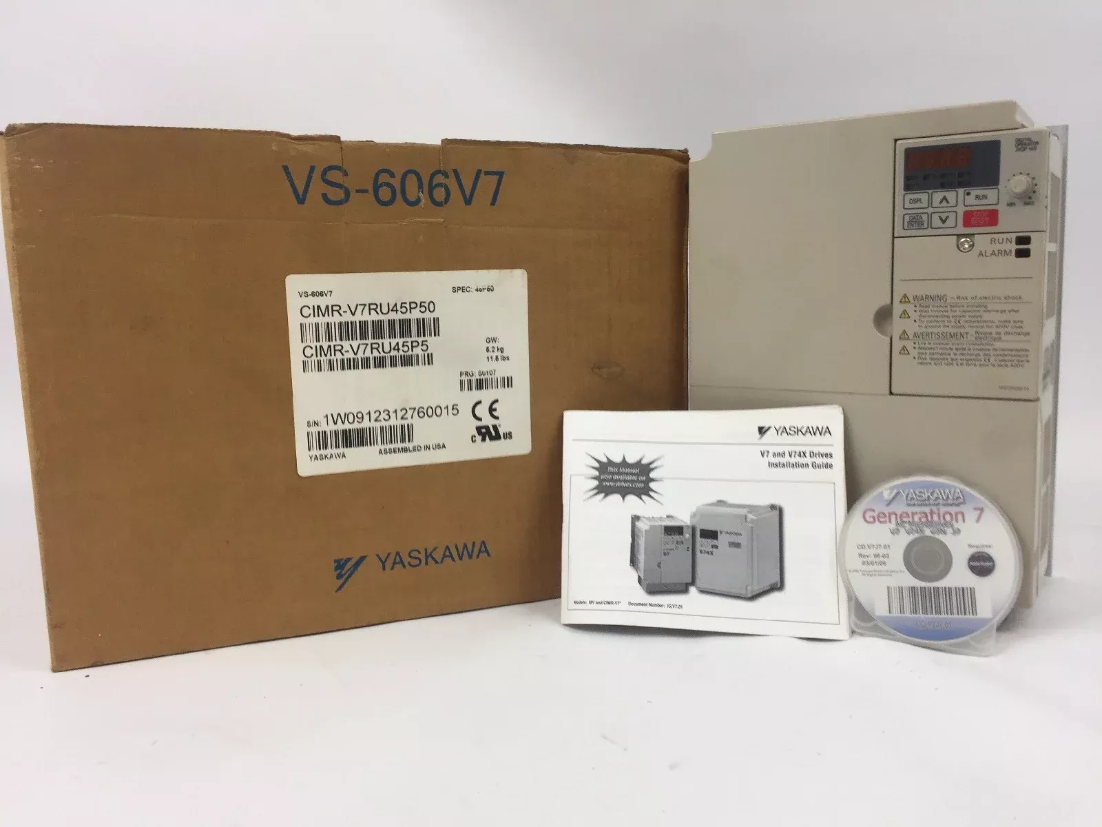 yaskawa-electric-cimr-v7ru45p50-output-0-460vac-14-8a-input-380-460vac-19-6a-3ph YASKAWA ELECTRIC CIMR-V7RU45P50 OUTPUT 0-460VAC 14.8A INPUT 380-460VAC 19.6A 3PH