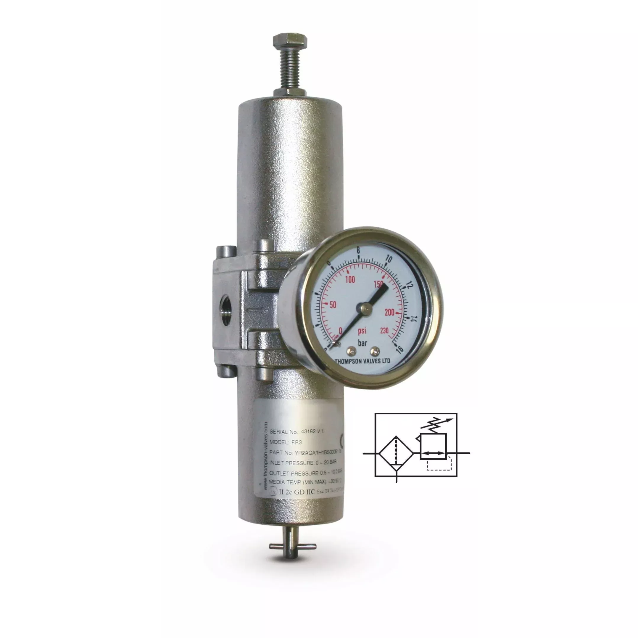 yr2aaa3h4bs040-maxseal-ifr-series-filter-regulator-1-2-npt-ports-40-m-automatic- YR2AAA3H4BS040 Maxseal IFR Series, filter/regulator, 1/2" NPT ports, 40 µm, automatic drain, with 316 gauge (bar and psi)